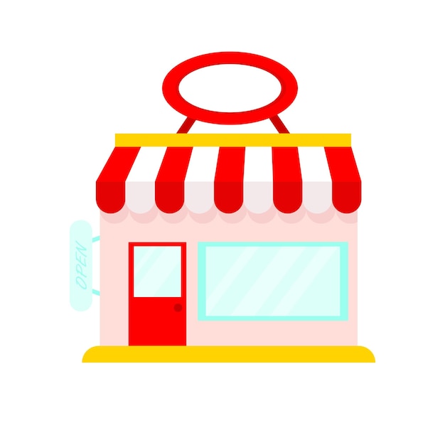 Vector illustration of store building in the town Colorful cartoon flat shop