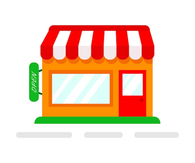 Vector illustration of store building in the town Colorful cartoon flat shop