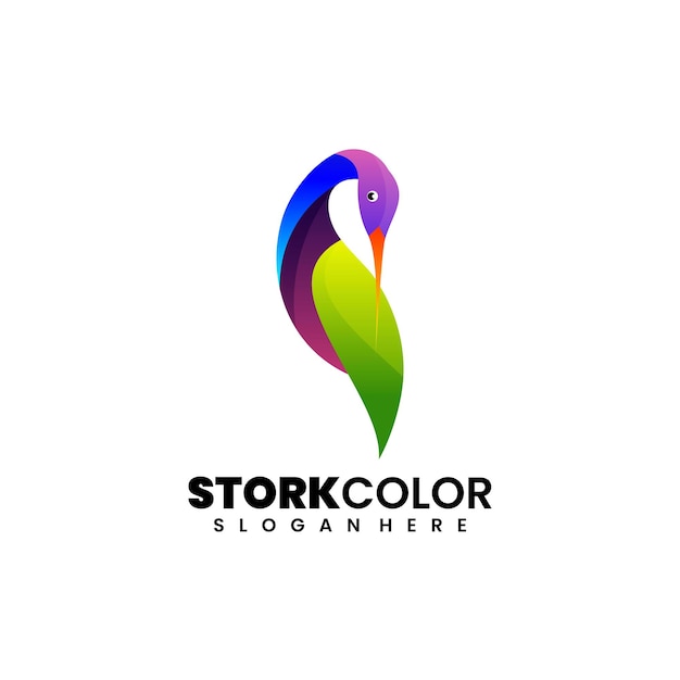 Vector illustration stork color gradient colorful