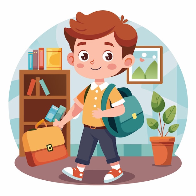 vector illustration of student boy