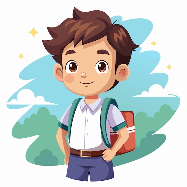 vector illustration of student boy