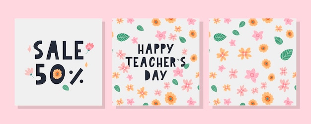 Vector illustration of a stylish text for happy teachers day flowers