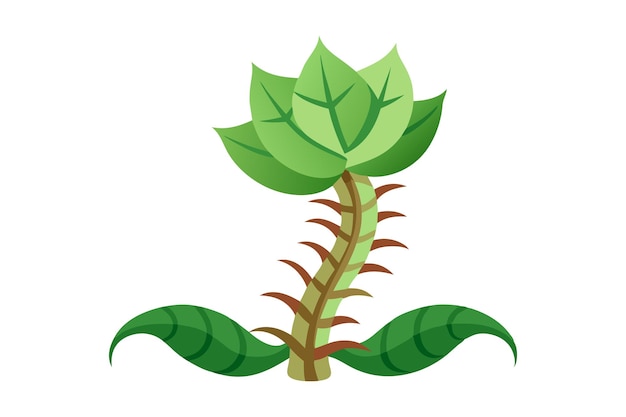 Vector vector illustration of a stylized green plant with layered leaves