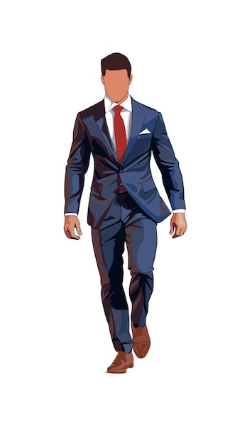 A vector illustration of success and wealth and confident businessman man in a suit