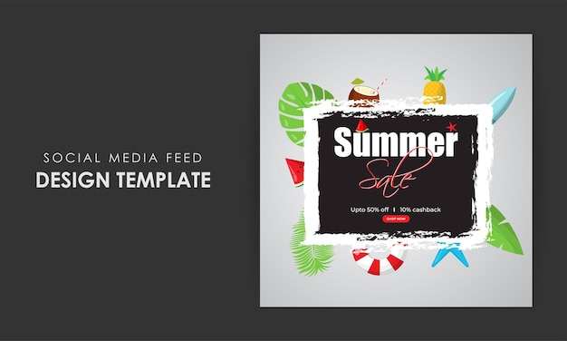 Vector illustration of Summer Sale social media story feed mockup template