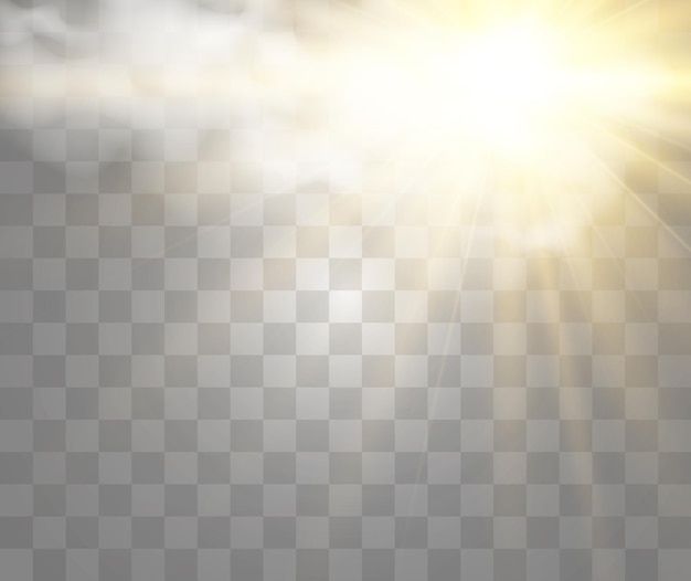 Vector illustration of the sun shining through the clouds Sunlight Cloudy vector