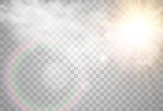 Vector illustration of the sun shining through the clouds Sunlight Cloudy vector