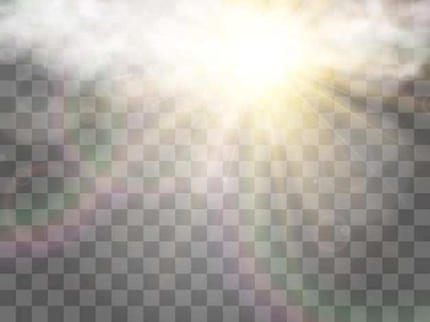 Vector illustration of the sun shining through the clouds Sunlight Cloudy vector