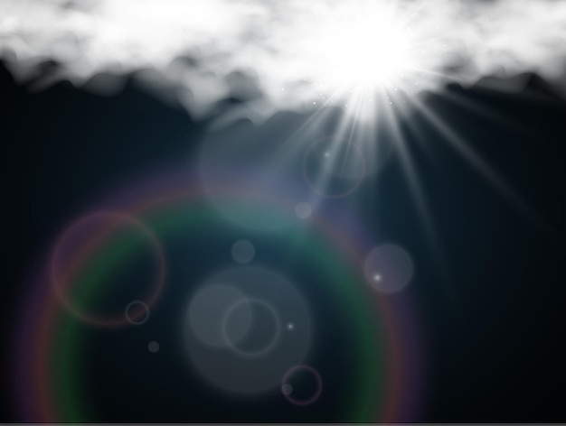 Vector vector illustration of the sun shining through the clouds sunlight cloudy vector