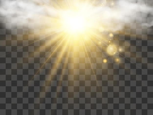 Vector illustration of the sun shining through the clouds Sunlight Cloudy vector