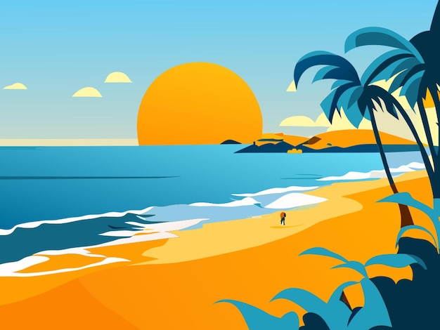 vector illustration of sunny beach vector illustration