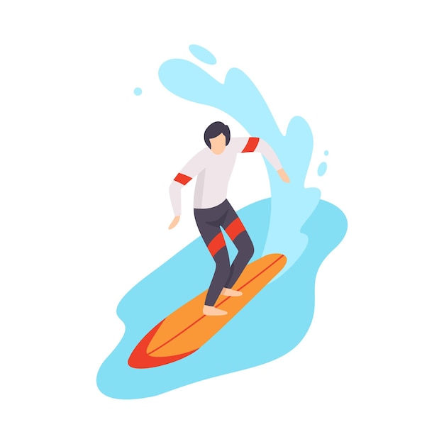 Vector illustration of surfer riding the wave