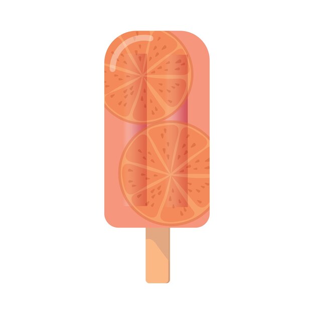 Vector vector illustration of sweet orange fruit ice cream bar on white background