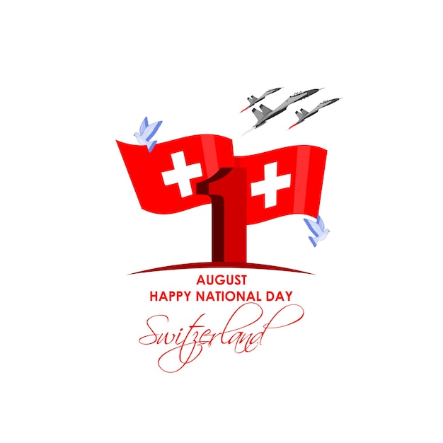 Vector vector illustration of swiss national day social media feed template