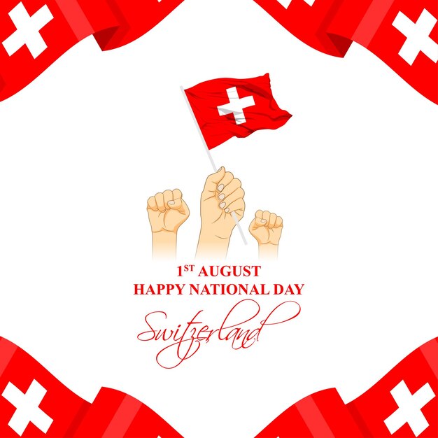 Vector vector illustration of swiss national day social media feed template