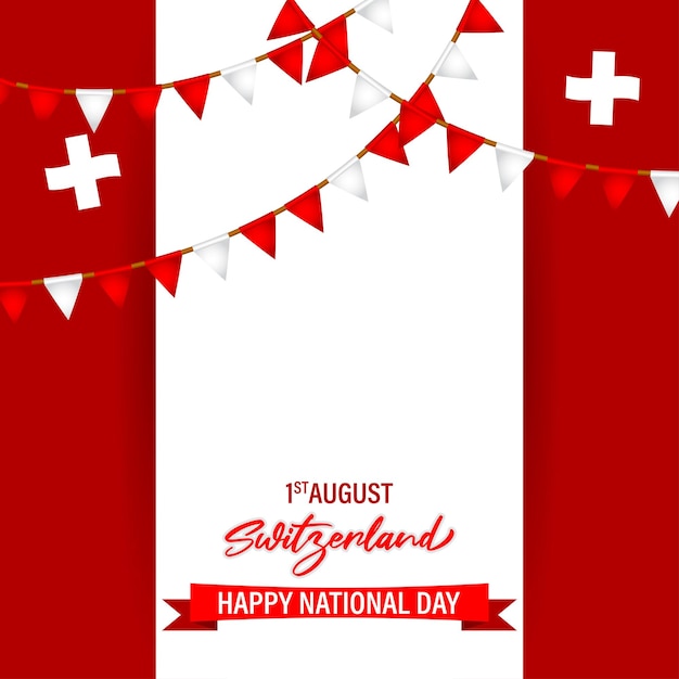 Vector vector illustration of switzerland national day social media story feed template