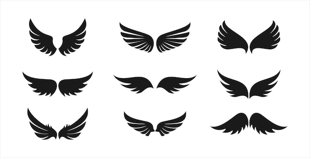 vector illustration of symmetrical eagle wings silver design