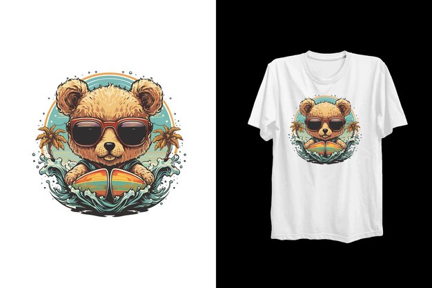 Vector illustration t shirt design with cute teddy bear