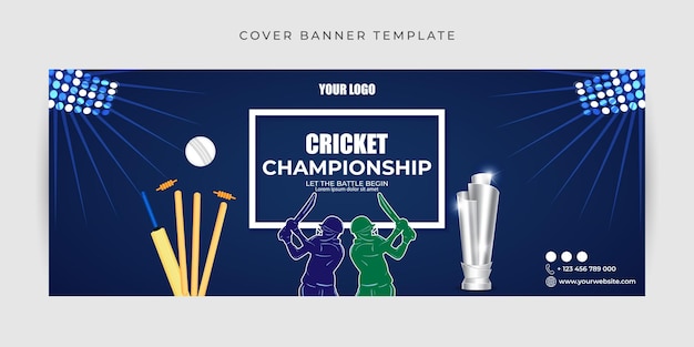 Vector illustration of T20 Cricket Tournament 2023 Facebook cover banner mockup Template