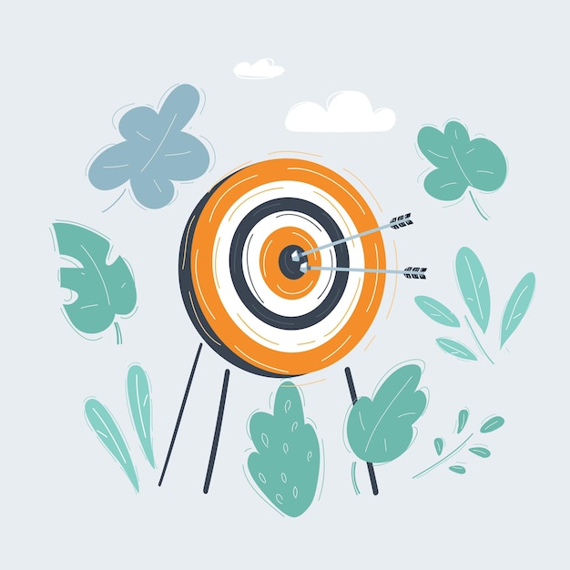 Vector illustration of target with arrows on white