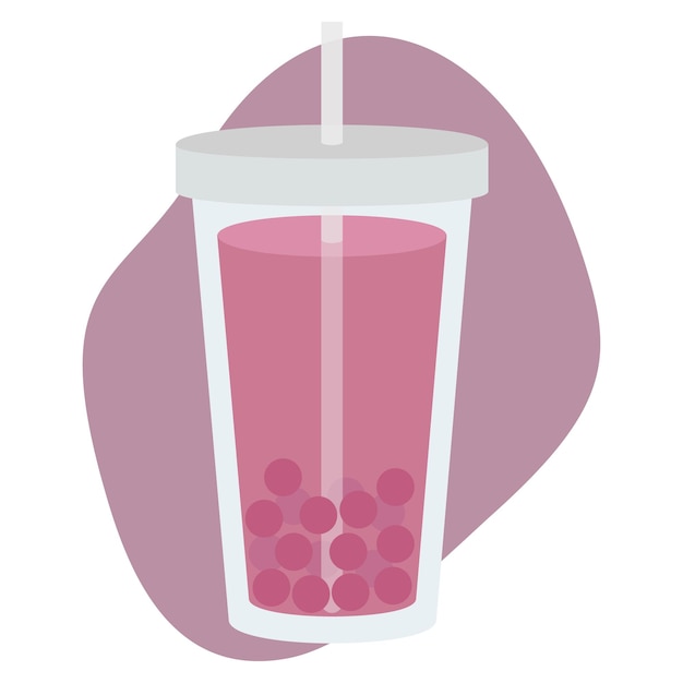 Vector illustration of tea bubble Picture of a drink in a glass Tapioca pearls in a drink Illustration of a drink