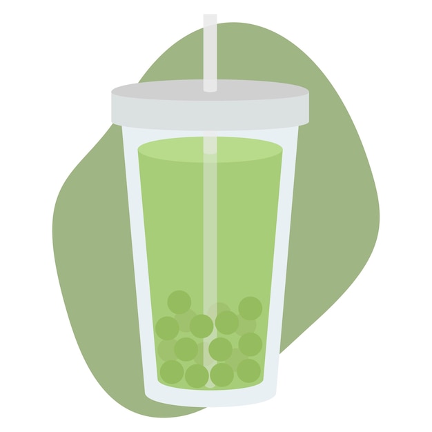 Vector illustration of tea bubble Picture of a drink in a glass Tapioca pearls in a drink Illustration of a drink