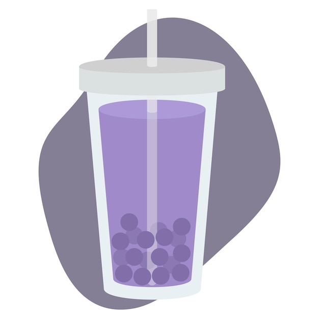 Vector illustration of tea bubble Picture of a drink in a glass Tapioca pearls in a drink Illustration of a drink