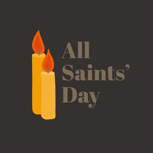 Vector illustration on the theme of All Saints Day on November 1 Decorated with a candles