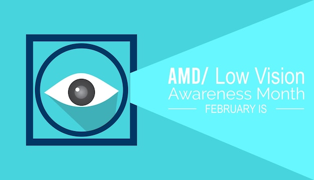 Vector illustration on the theme of AMDLow vision awareness month observed each year during Februar