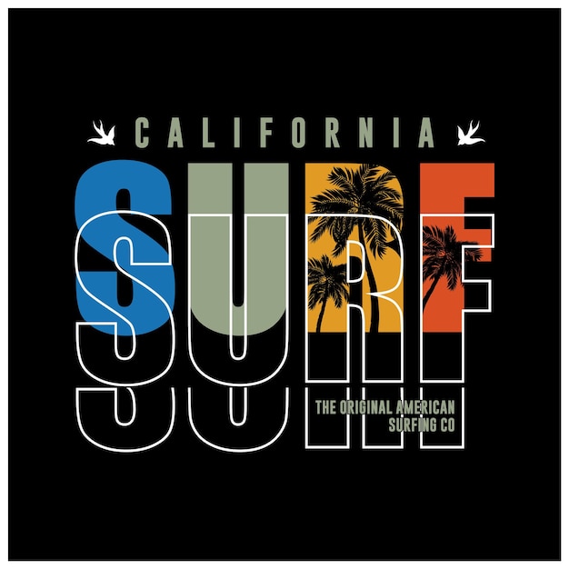 Vector illustration on the theme of surf in california