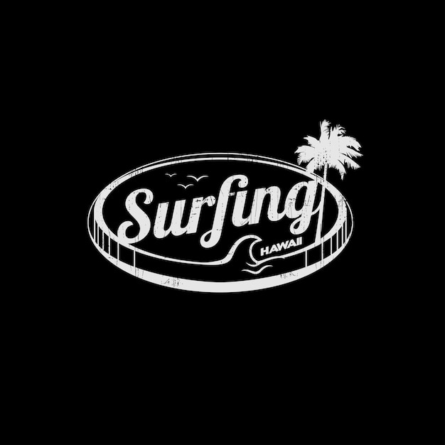 Vector illustration on the theme of surfing and surf in Hawaii