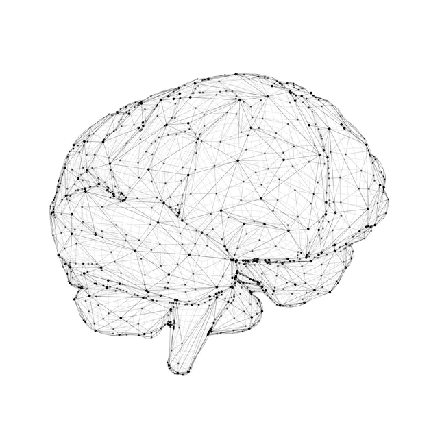 Vector vector illustration threedimensional brain on a white background