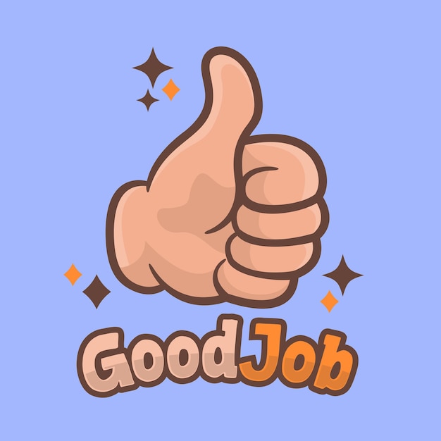 Vector illustration of thumbs up sign wearing