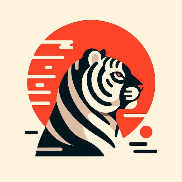 vector illustration of a tiger in flat style