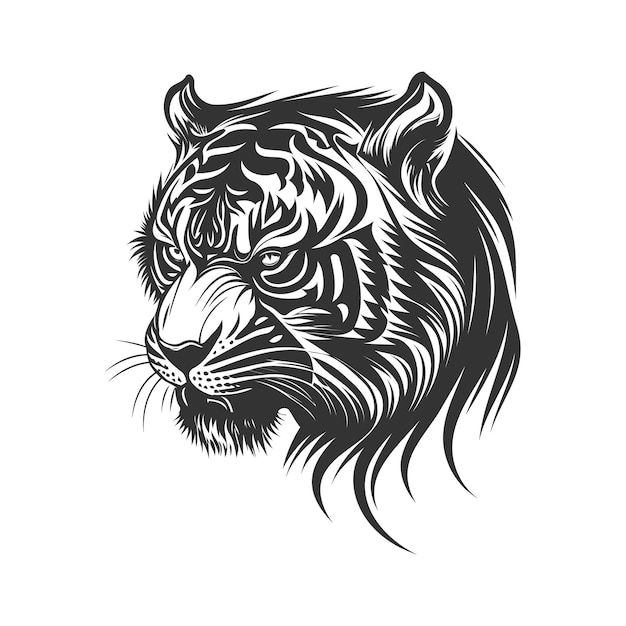 Vector illustration of a tiger silhouette on a white background.