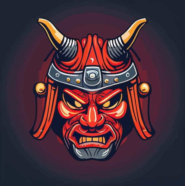 Vector illustration of a traditional chinese samurai mask