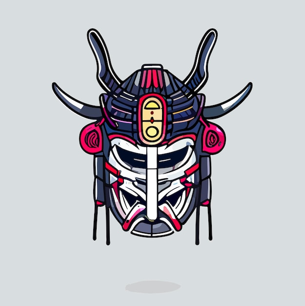 Vector illustration of a traditional chinese samurai mask