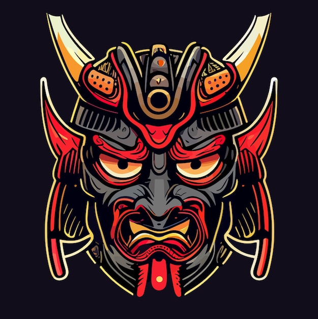 Vector illustration of a traditional chinese samurai mask