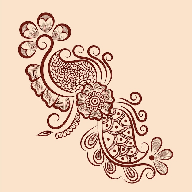 Vector illustration of traditional indian henna mehndi floral ornament design