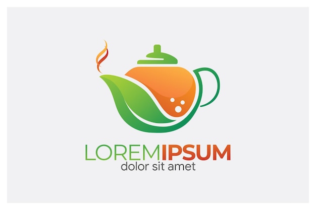 Vector illustration of a transparent teapot logo with natural tea