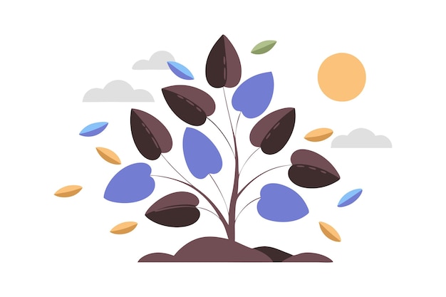 Vector vector illustration of a tree with colorful leaves