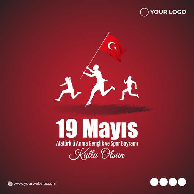 Vector illustration of Turkey Youth and Sports Day social media story feed mockup template