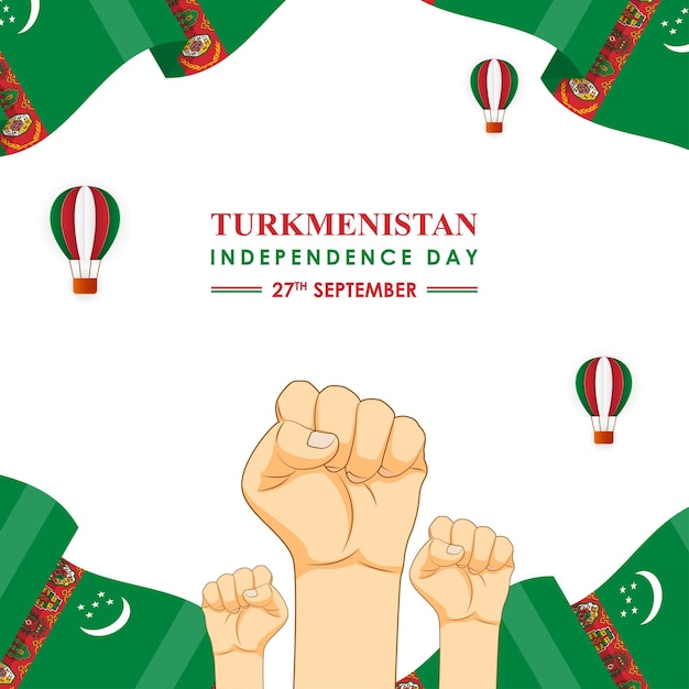 Vector illustration of Turkmenistan Independence Day social media feed template