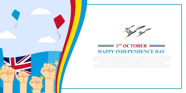 Vector illustration of Tuvalu Independence Day social media feed template