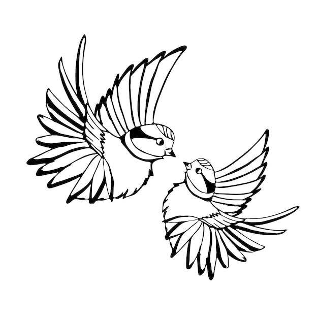 Vector illustration of two bird with wings