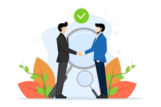 vector illustration Two businessmen shaking hands and agreeing to do business