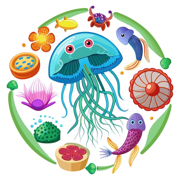 Vector vector illustration of underwater world concept background