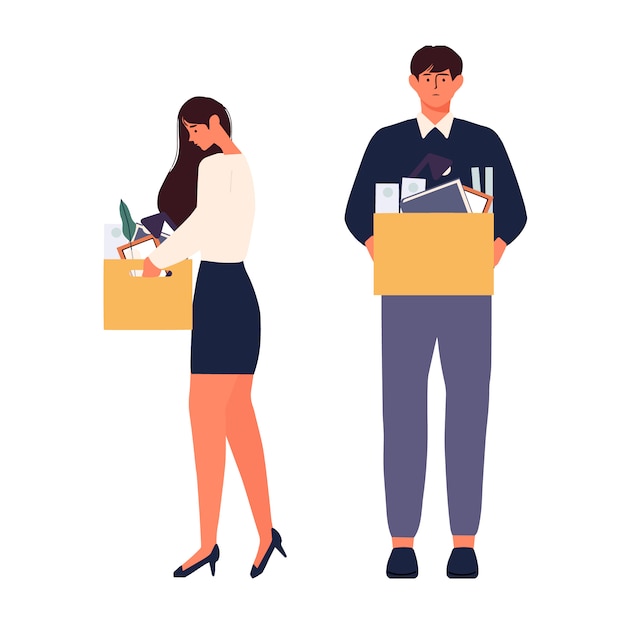 vector illustration of unemployment man and woman looking for a job human character illustration