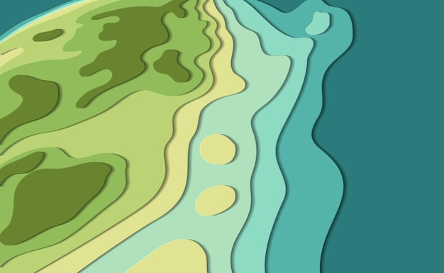 Vector illustration of an uninhabited island made in the way of cut paper Sketch for creativity