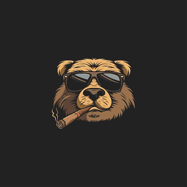 vector illustration of a unique otter in a business suit and smoking a cigar